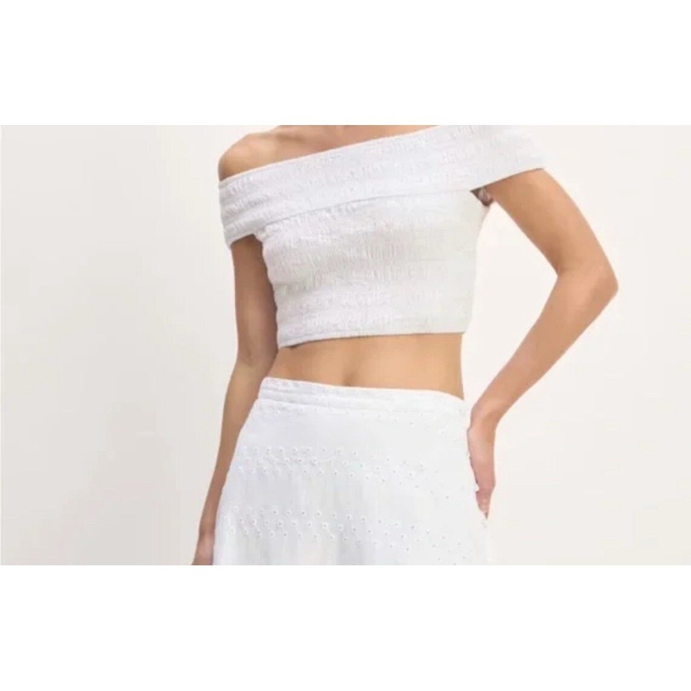 Everlane Cotton Ruched Crop Top White Sz L Summer Vacation Beach Casual Festival